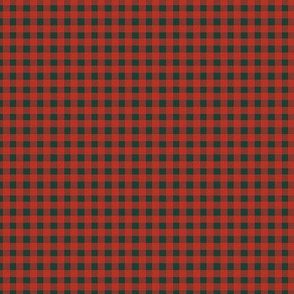 Tiny Gingham - Rustic Christmas Red and Green