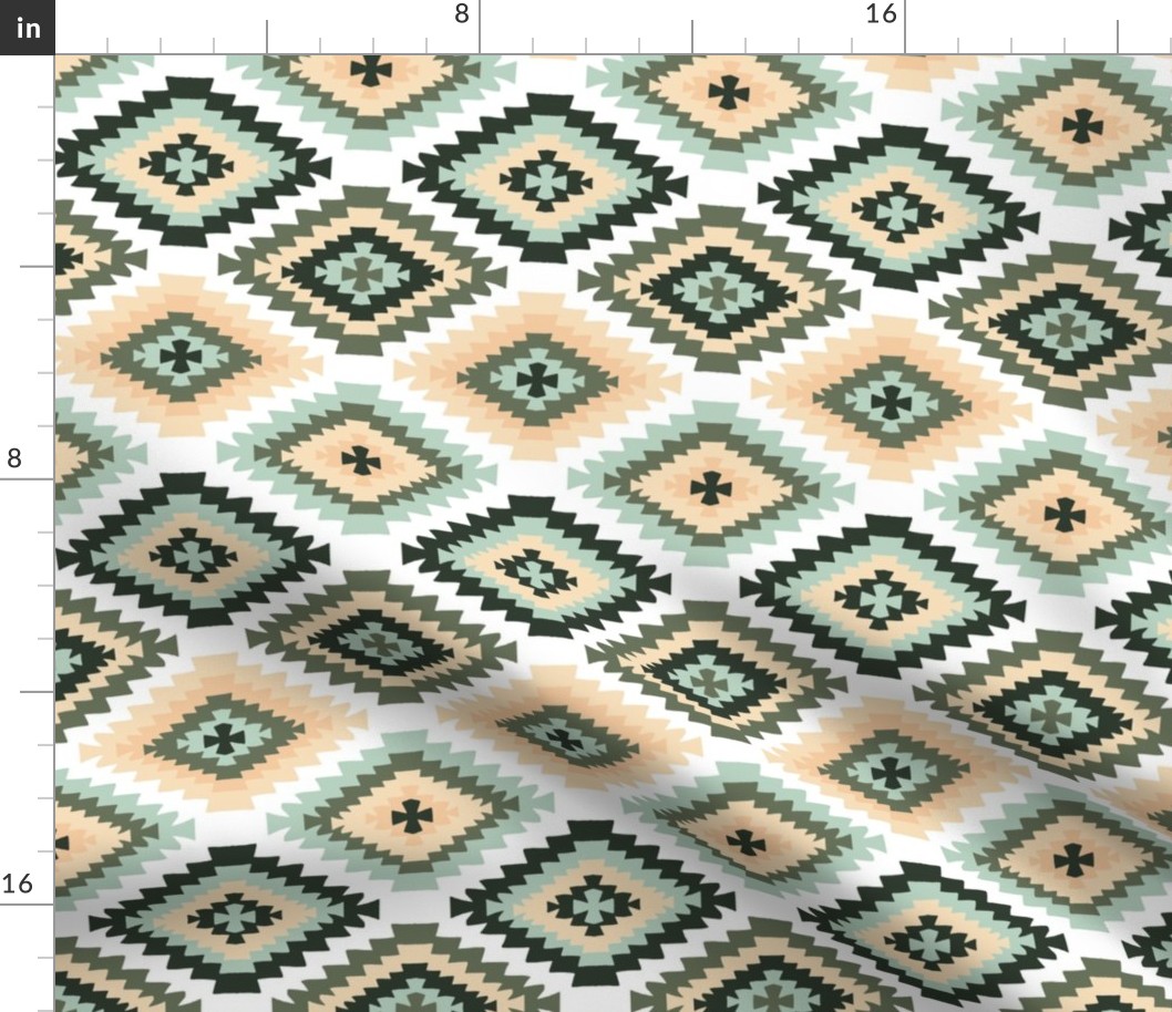 kilim print - boho, turkish rug, turkish print, kilim, baby bedding, interior design fabric, home dec fabric - sage