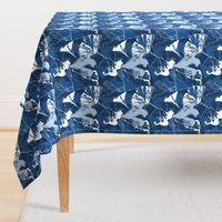 Stamped Gingko Leaves in Classic Blue
