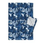 Stamped Gingko Leaves in Classic Blue