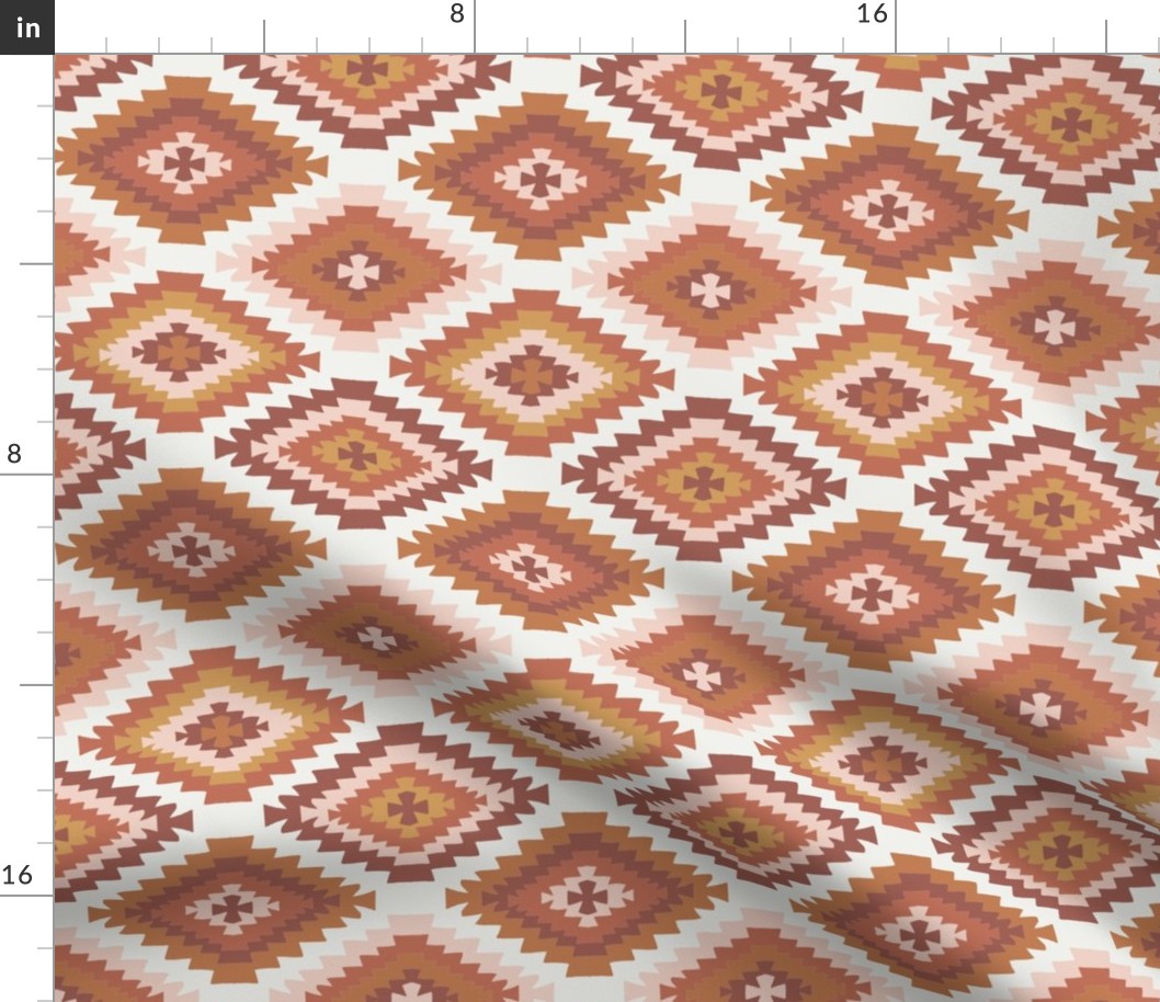 kilim print - boho, turkish rug, turkish print, kilim, baby bedding, interior design fabric, home dec fabric - rust