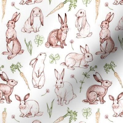 Rabbit Sketches in Color - Spoonflower