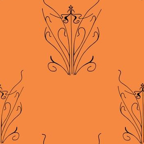 Art Nouveau Iron fence motif  orange