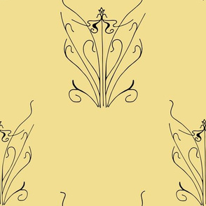 Art Nouveau Iron fence motif gold