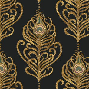 Golden Art NouveauPeacock Feather-Black-XL