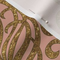 Golden Art Nouveau PeacockFeather-Peach-XL