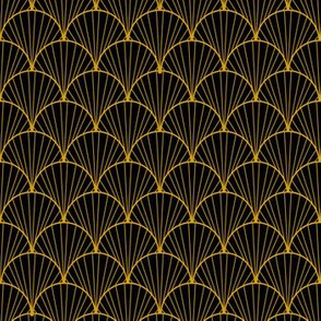 art nouveau black yellow scallop