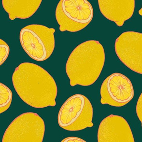 Lemons on Forest Green - Large