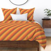 Retro Diagonal Stripes in Orange Ombre