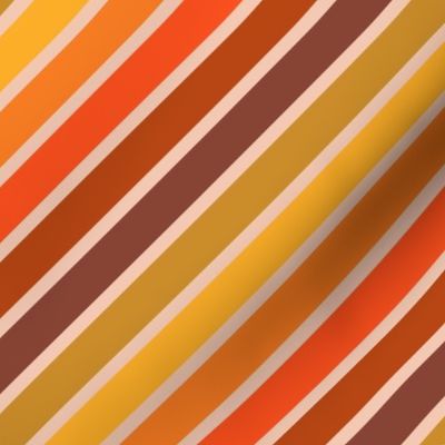 Retro Diagonal Stripes in Orange Ombre