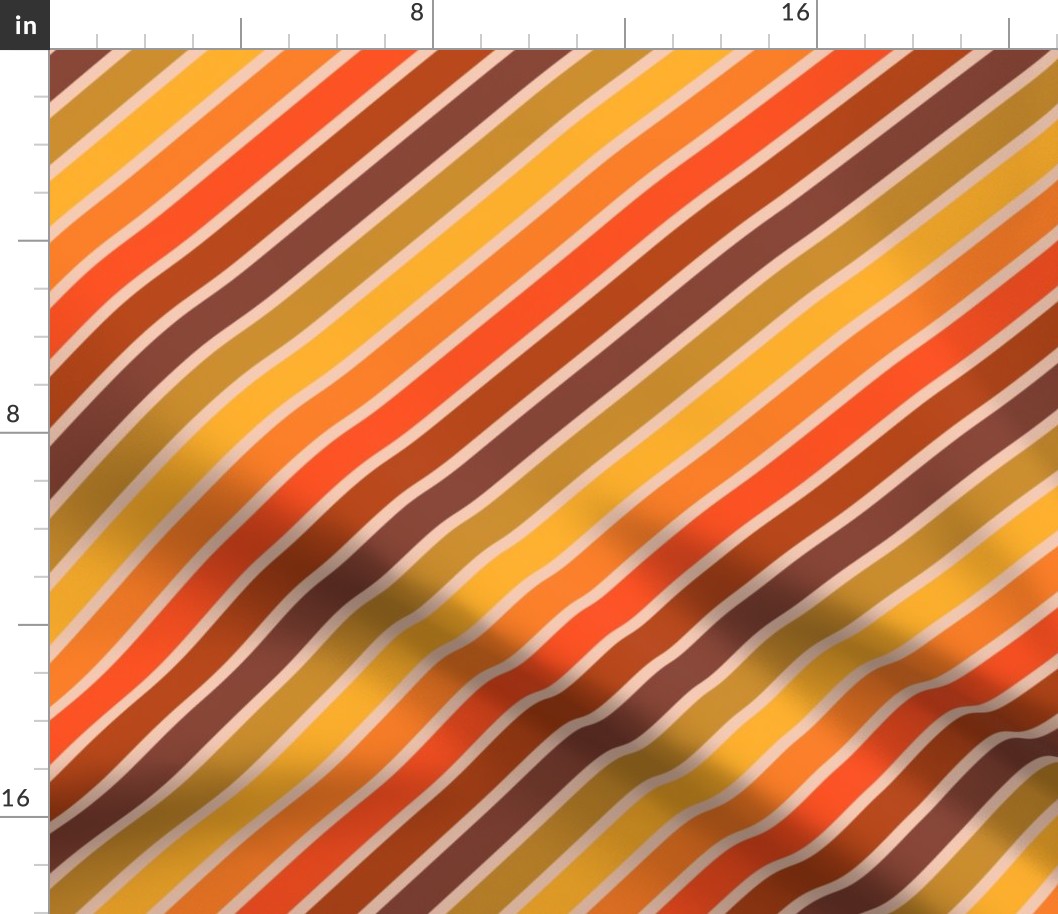 Retro Diagonal Stripes in Orange Ombre