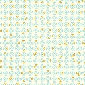Ditsy Triangles blue and gold on cream