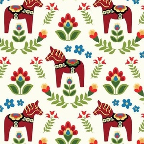 Spoonflower Fabric - Folk Art Red White Scandinavian Floral European  Printed on Petal Signature Cotton Fabric by the Yard - Sewing Quilting  Apparel Crafts Decor 