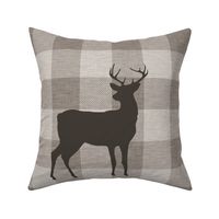 4 to Yard - Deer on taupe plaid - cut and sew pillow panel