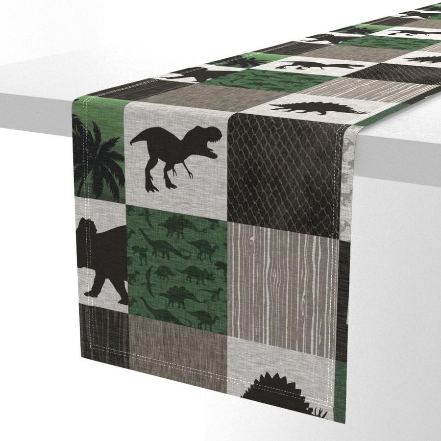 Dinosaur roar patchwork - brown and green