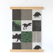 Dinosaur roar patchwork - brown and green