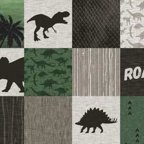 Dinosaur roar patchwork - brown and green