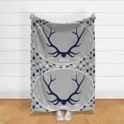 Milestone Blanket - Navy, Mint, Gray Antlers - Evenstar Woodland Collection