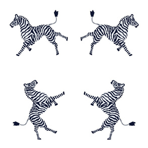 Custom Zebras-Navy/ grey on white