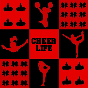 Cheer Red Black 6 Inch Patchwork