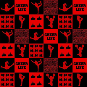 Cheer Red Black 3 Inch Patchwork