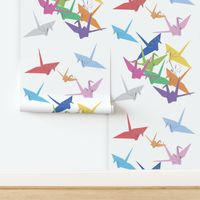 rainbow paper cranes