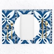 Tropical Samoa flowers- Classic Blue Shades 42x24 - Design 9603154