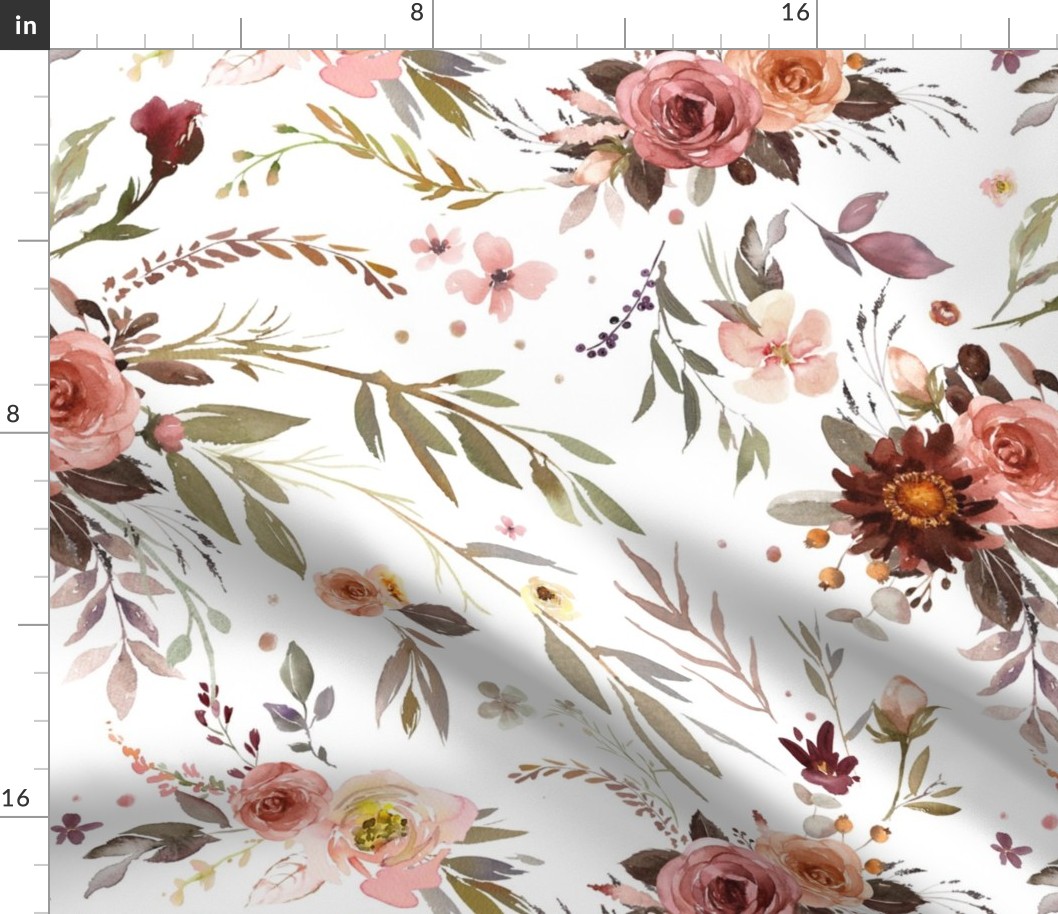 18” Siennas Bouquet- rust, russet, pink wildflowers