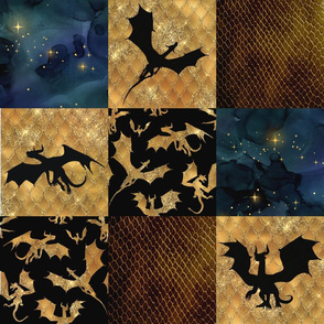 Dragon Patchwork - Gold/Blue