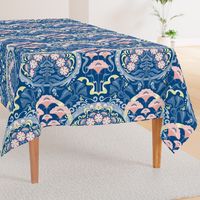 Art Nouveau Poppies in Classic Blue and Pink