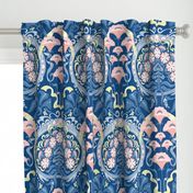 Art Nouveau Poppies in Classic Blue and Pink