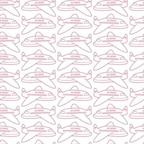 White with Fun Pink Planes Vintage Travel Theme Seamless Repeating Pattern.