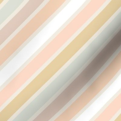 Retro Diagonal Stripes in Pastel Champagne