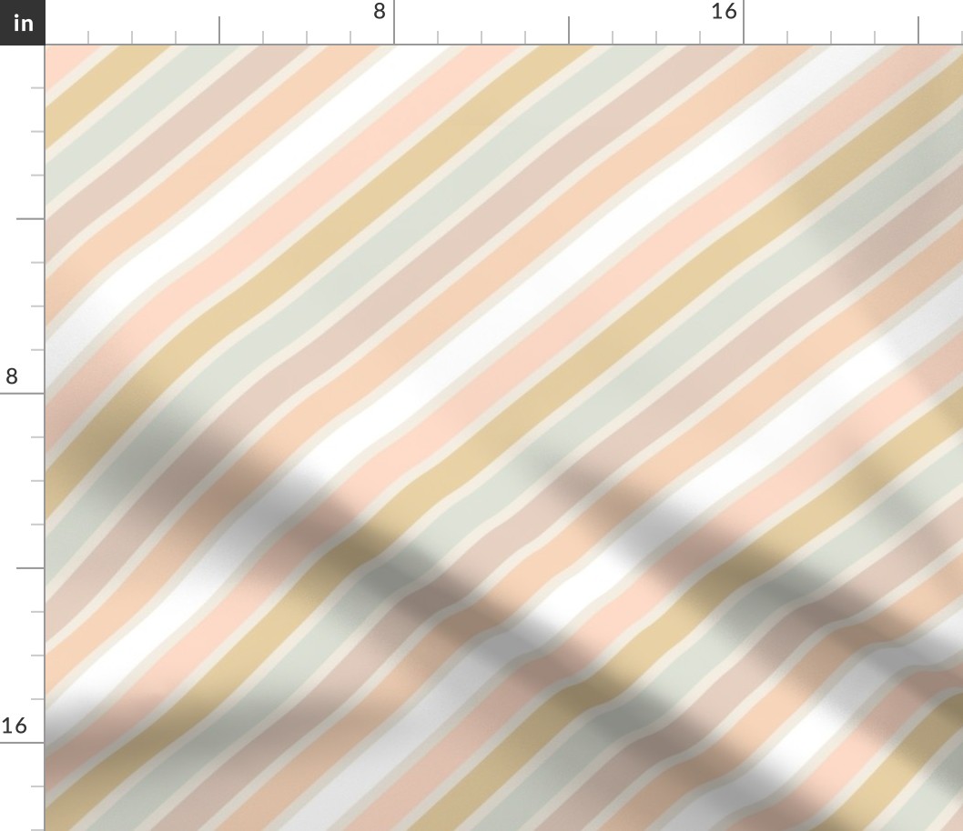 Retro Diagonal Stripes in Pastel Champagne