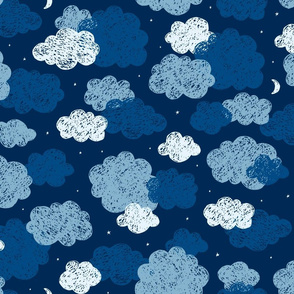 Cloudy Night Sky Fabric, Wallpaper and Home Decor | Spoonflower