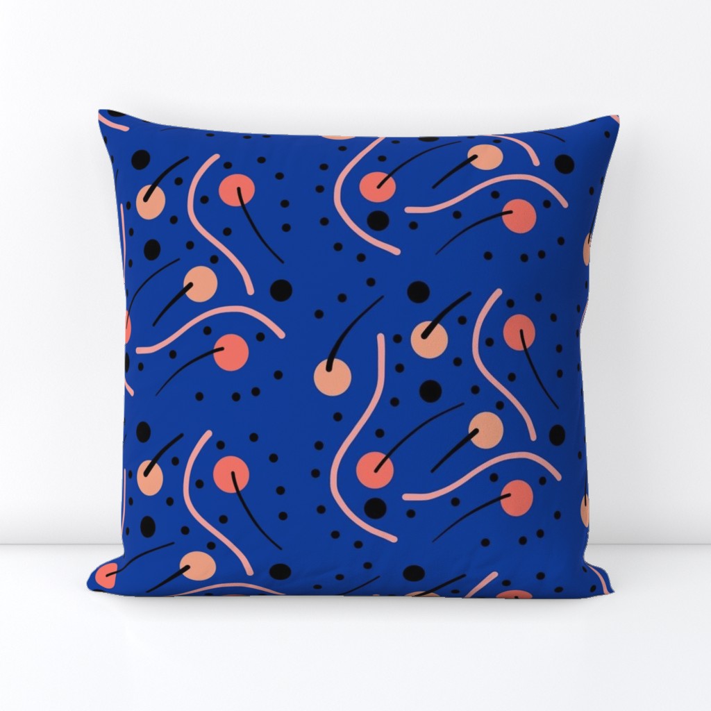 Life - Art Deco Abstract #2 - blue & coral, large 