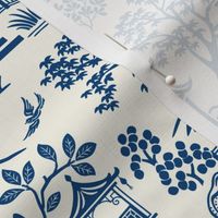Chinoiserie pagoda Blue On White small