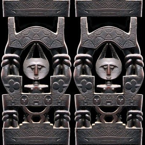 2 Akan tribe Ghana Africa African wood tribal folk art traditional cultural  POC person of color beautiful black grey geometric shapes artifacts antiques carvings stylized abstract    