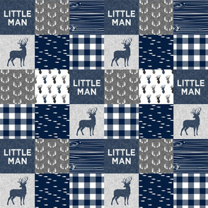 (3" small scale) little man - navy and grey (buck) quilt woodland C20BS