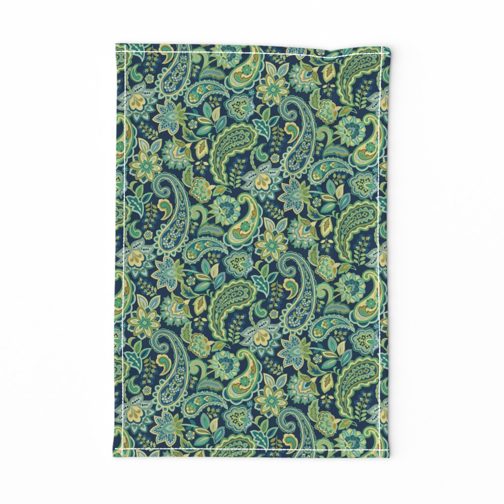 Green Gold Paisley Navy small