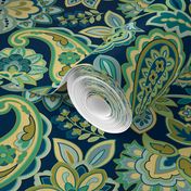 Green Gold Paisley Navy small