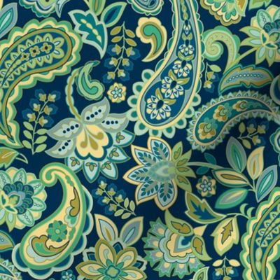 Green Gold Paisley Navy small