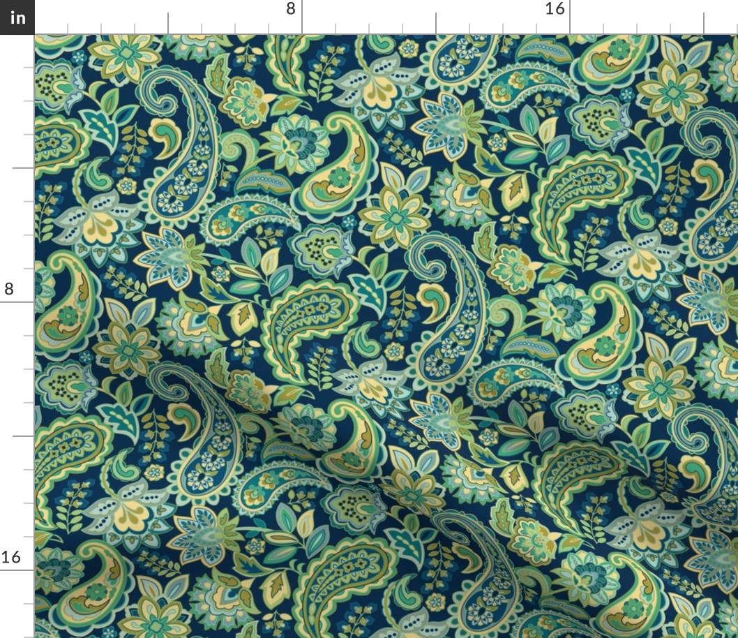 Green Gold Paisley Navy small