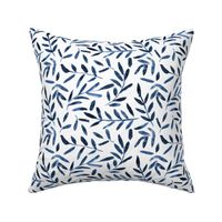 Indigo nature vibes ★ watercolor blue leaf pattern for modern home decor, bedding, nursery