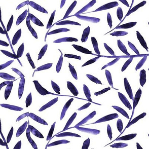Purple watercolor leaves for modern scandi home decor, bedding, nursery