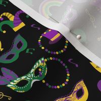 mardi gras celebration fabric - mask fabric, carnival fabric, fat tuesday fabric, new orleans fabric - black