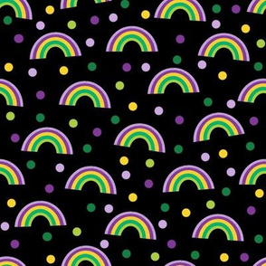 mardi gras rainbow fabric - beads fabric, mardi gras beads purple, green and gold - black with beads