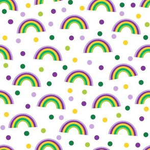 mardi gras rainbow fabric - beads fabric, mardi gras beads purple, green and gold - white with beads