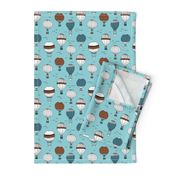 Little hot air balloon breezy sky dreams nursery blue rust copper