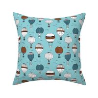 Little hot air balloon breezy sky dreams nursery blue rust copper